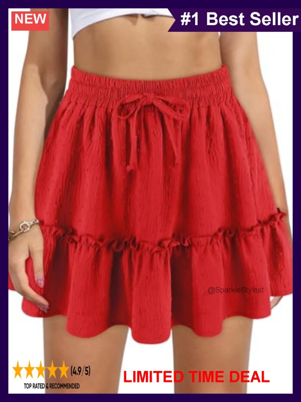 Women's High Waist Ruffle Mini Skirt with Pockets
